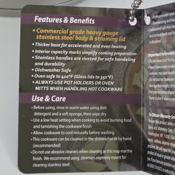 David Burke Cookware Regency 2.4Qt Stainless Steel Casserole Pot Straining Lid‎ - Picture 7 of 15